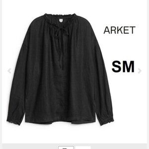 Arket 100 Linen Blouse Black Size Small